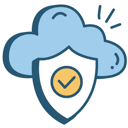 資訊安全服務圖標，提供金流加密及資料庫備份，保護企業數據安全